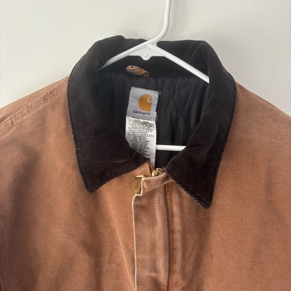 Carhartt Brown Barn Chore Jacket Corduroy Collar Quilted Outdoor Insulted Warm - Picture 2 of 15